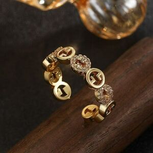 Gold Crystal Accent Open Band Ring - Women Jewelry